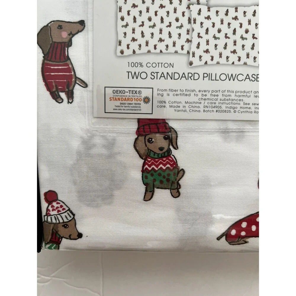 Christmas Dachshund Doxie Standard Pillowcases Cotton Set Of 2 Cynthia Rowley